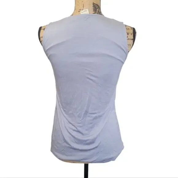 XS Ecru Genuine Leather Gray Suede V-neck Tank Top - Picture 3 of 5